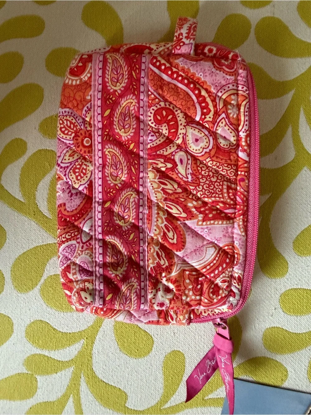 Vera Bradley Pink & Coral Paisley Quilted Cosmetic Case